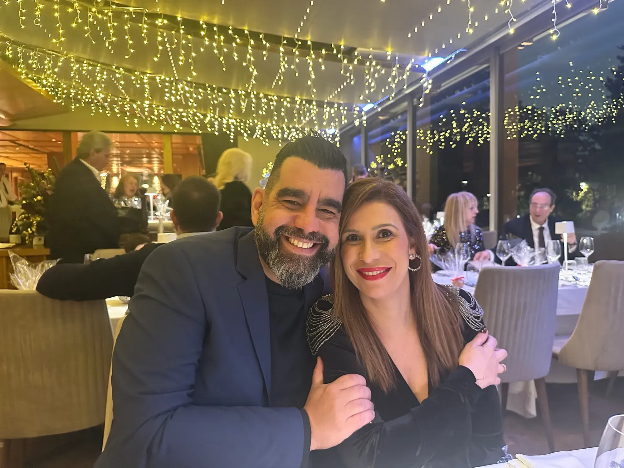 Marios Fakiolas with his wife Xristina at a gala dinner